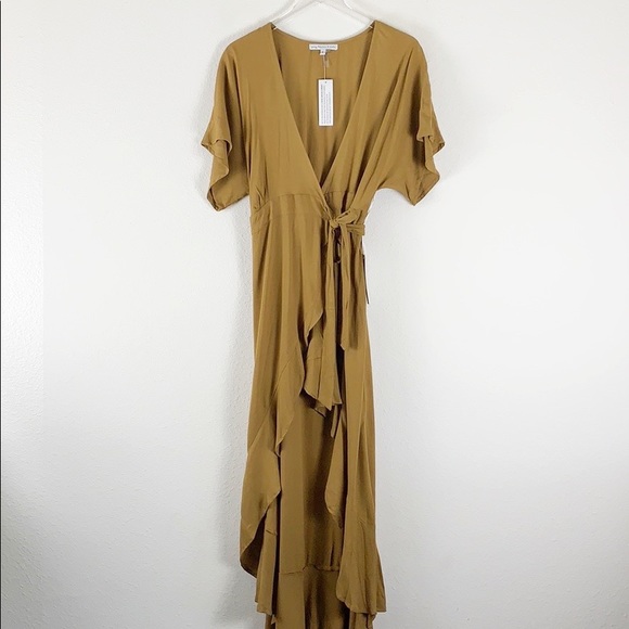 Young Fabulous & Broke Dresses & Skirts - Young Fabulous & Broke Mustard Wrap Midi Dress S